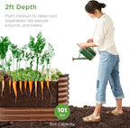 Best Choice Products 4x2x2ft Outdoor Metal Raised Garden Bed, Oval Deep Root Planter Box for Vegetables, Flowers, Herbs, and Succulents w/ 101 Gallon Capacity, Rubber Edge Guard - Wood Grain