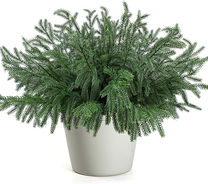 Artificial Norfolk Pine Branches, 24 Pcs 18-Inch Green Christmas Greenery