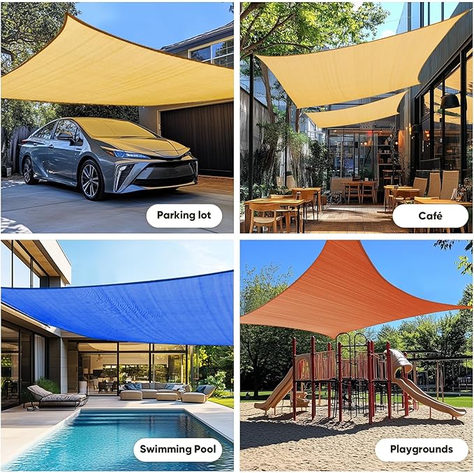 Quictent 12x16ft Rectangular Sun Shade Sail 185G HDPE Canopy 98% UV Block Outdoor Patio Garden Commercial Deck with Hardware Kit Brown