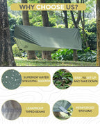 Miztli Camping Hammock with Net and Rain Fly, Portable Lightweight Outdoor Hammock Tree Travel Backpacking Hammock Tent with 20Ft(Total) Tree Straps, Perfect for Camping Hiking Yard Adventure Survival