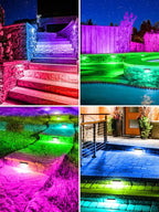 5W RGB Retaining Wall Lights 7 inch LED Hardscape Lighting Color Changing Low Voltage Landscape Paver Lights 12V 24V Step Lights Outdoor IP66 Waterproof Stair Lighting (2 Pack+Connectors)