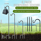 6 Pcs 60 Inch Shepherds Hook for Outdoor Adjustable Bird Feeder Pole Metal Steel Shepard Hooks for Hummingbird Stand Feeder Pole for Garden Plant, Lantern, Hanging Wedding Decor