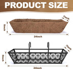 24 Inch Window Box Planters Outdoor,Deck Railing Planter Boxes with Coco Liner,Metal Hanging Window Flower Boxes for Balcony Fence Porch Garden Railing