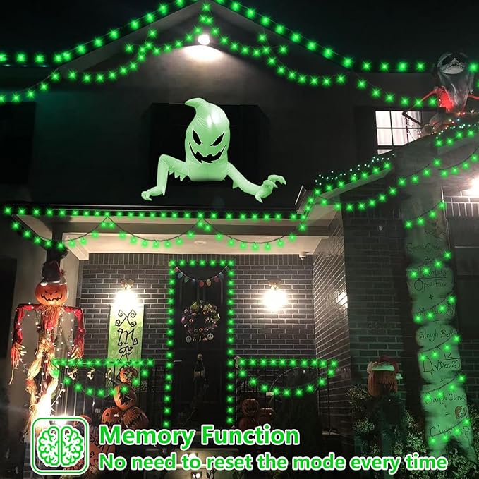 String Lights, 500 LED, 165ft Green, IP44 Waterproof Outdoor Use