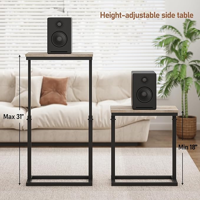 TUTOTAK End Table, Side Table, Tall Couch Table, Sofa Table, Living Room, Bed Room, Greige TB01BG083