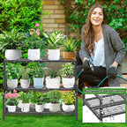 3 Tier Stair Style Metal Plant Stand for Indoor Outdoor, Heavy Duty Plant Display Shelf for Multiple Plants, Garden Rack Flower Pot Holder for Living Room Patio Balcony