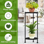 Plant Stand Indoor Outdoor, 30'' Tall Plant Stands for Indoor Plants, Heavy Duty Indoor Plant Shelf, 2 Tier Display Rack for Living Room, Balcony, Deck, Black