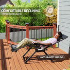 UDPATIO Oversized Zero Gravity Chair 29In XL Patio Reclining Chair with Cushion, Outdoor Folding Recliner with Pillows|Cup Holder|Foot Rest|Padded Headrest, Burgundy, Support 500LB