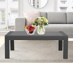 All-Weather Aluminum Outdoor Coffee Table, Modern Coffee Table for Outside, Rectangle Patio Coffee Table for Balcony Garden, Deep Grey