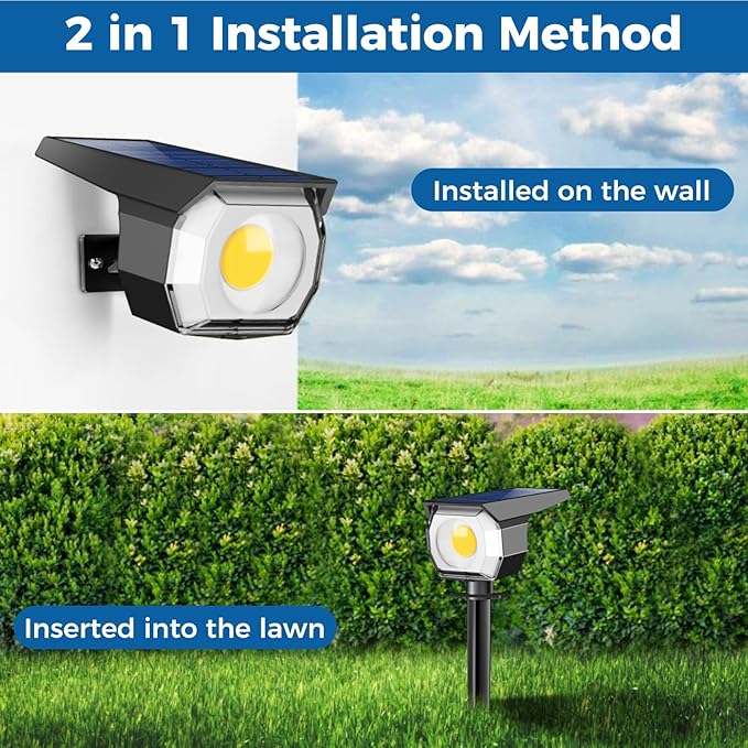 12 Pack Solar Spot Lights Outdoor, Solar Spotlights Outdoor Waterproof 2-in-1 Auto On/Off Landscape Lighting for Outside Yard Wall Garden Pathway(Warm White)