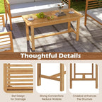 Tangkula 36” Patio Coffee Table, Solid Wood Coffee Table with Slatted Tabletop, Outdoor Rectangular Side Table, Solid Teak Wood Cocktail Tea Table, Home Accent Table for Poolside, Backyard, Garden