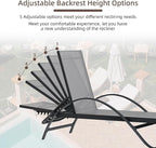 Shintenchi Patio Chaise Lounge Set of 2, Pool Chaise Lounge with Arm,Outdoor Lounge Chair with 5 Adjustable Backrest,Sunbathing Recliner,Beach Chair,Pool Chairs,Light Grey