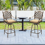 VINGLI Outdoor Swivel Bar Stools Set of 2, Cast Aluminum All-Weather Patio Bar Height Chairs, Patio Bar Dining Chairs Outdoor Swivel Patio Furniture (Grid Back)