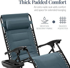 Best Choice Products Oversized Padded Zero Gravity Chair, Folding Outdoor Patio Recliner, XL Anti Gravity Lounger for Backyard w/Headrest, Cup Holder, Side Tray, Polyester Mesh - Slate Blue
