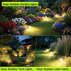 Solar Spotlights Outdoor Waterproof- 2 IN 1 Solar Spot Lights Outdoor with 2 Lighting Modes & PC Light Guide Column for Garden Yard Pathway | Warm Yellow 3000k Spotlights | IP65 Waterproof | 4 Pack