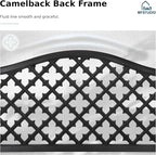 MFSTUDIO 50" Black Outdoor Metal Garden Bench, Cast Iron Frame Patio Furniture with E-Coating, Perfect for Porch and Yard