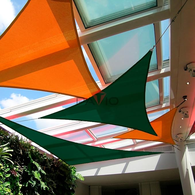 Patio Paradise 11' x 11' x 11' Sun Shade Sail Triangle Canopy Shade Cloth Fabric Sunlight Block Patio Pergola Cover HDPE Deck Awning for Outdoor Backyard Roof Shading, Green