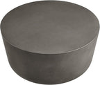 Modway Brion 34 Inch Round Concrete Coffee Table – Indoor/Outdoor Tapered Cylinder Coffee Table – Low Center Table for Living Room or Patio in Gray