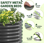 A ANLEOLIFE 12-Set 8X4X2 ft Galvanized Raised Garden Bed Kit, Oval Metal Deep Root Planters for Outdoor Plants, Quartz Grey