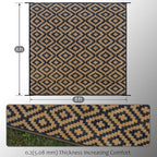 SAND MINE Reversible Mats, Plastic Straw Rug, Modern Area Rug, Large Floor Mat and Rug for Outdoors, RV, Patio, Backyard, Deck, Picnic, Beach, Trailer, Camping, Black & Brown, 8' x 8'