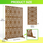 Outdoor Privacy Screen,72" H×47" W Metal Privacy Screen, Freestanding Privacy Fence Panels for Patio
