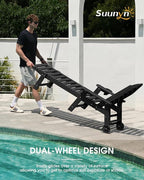 Lounge Chair Outdoor Set of 2, HDPE Chaise Lounge Outdoor, Pool Lounge Chair for Pool Poolside Deck Backyard Patio, Black