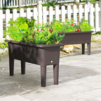 Giantex Raised Garden Beds Outdoor Set of 2, Self-Watering Planter Box with Detachable Legs & Drainage Hole, Outdoor Raised Container for Vegetable Fruit Herbs, 31.5”Lx12”Wx16”H, Easy Assembly (Brown)