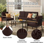 Cushion Covers 8-Piece Stretch Patio Set in Coffee with Anti-Slip Straps