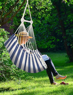 Chihee Hammock Chair Hanging Swing Max 500 Lbs 2 Cushions Included Metal Spreader Bar with Anti-Slip Grooves Portable Hanging Chair Side Pocket Large Macrame Bohemian Chair Indoor Outdoor