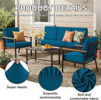 Cushion Covers for Patio Chairs – 4-Piece Peacock Blue Stretch Set