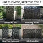 72in Metal Privacy Screen Outdoor Decorative Panel – Freestanding Rustproof Steel Patio Divider for Garden, Backyard, or Balcony, Modern Laser Cut Design for Stylish Privacy & Outdoor Decor
