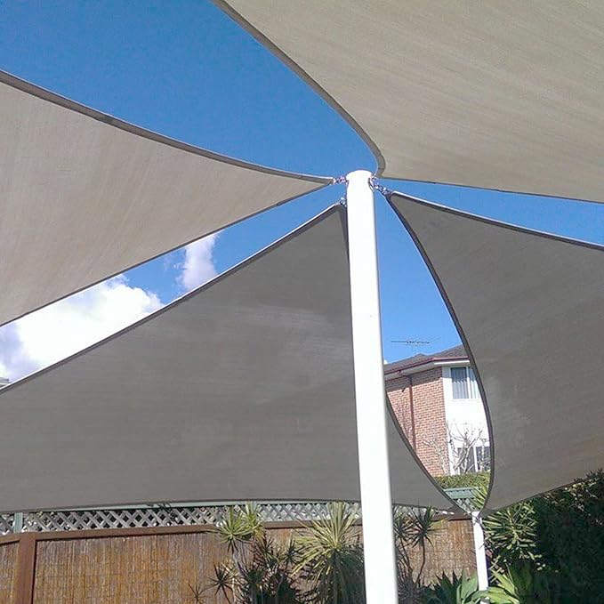 E&K Sunrise 12' x 12' x 12' Sun Shade Sail Triangle Canopy Shade Cover UV Block for Patio Backyard Garden Outdoor (Light Gray)