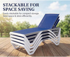 Kozyard Outdoor Chaise Lounge Chair, Full Flat Adjustable Patio Lounger with Aluminum Frame & Resin Legs, Textilene Fabric for Poolside, Backyard & Beach (Blue, Chair with Table)