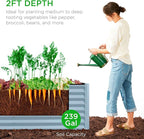 Best Choice Products 8x2x2ft Raised Outdoor Metal Garden Bed, Deep Root Box Planter for Vegetables, Flowers, Herbs, 240 Gallon Capacity, 100% Non Toxic Materials - Mist Blue