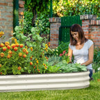Galvanized Raised Garden Bed 8x4x1 FT, Oval Metal Raised Garden Bed Outdoor Planter Box with Open Bottom, Rust-Resistant Steel Garden Bed for Vegetables Herbs Flowers, Easy Assembly
