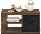 Furinno Viola Coffee Table, 3-Tier Modern Coffee Table with 1.2 Thick Tabletop, Side Table with Open Shelf and Storage Bin, for Living Room, Bedroom, Home Office, Amber Pine