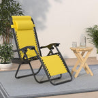 Best Choice Products Set of 2 Adjustable Steel Mesh Zero Gravity Lounge Chair Recliners w/Pillows and Cup Holder Trays - Sunflower Yellow