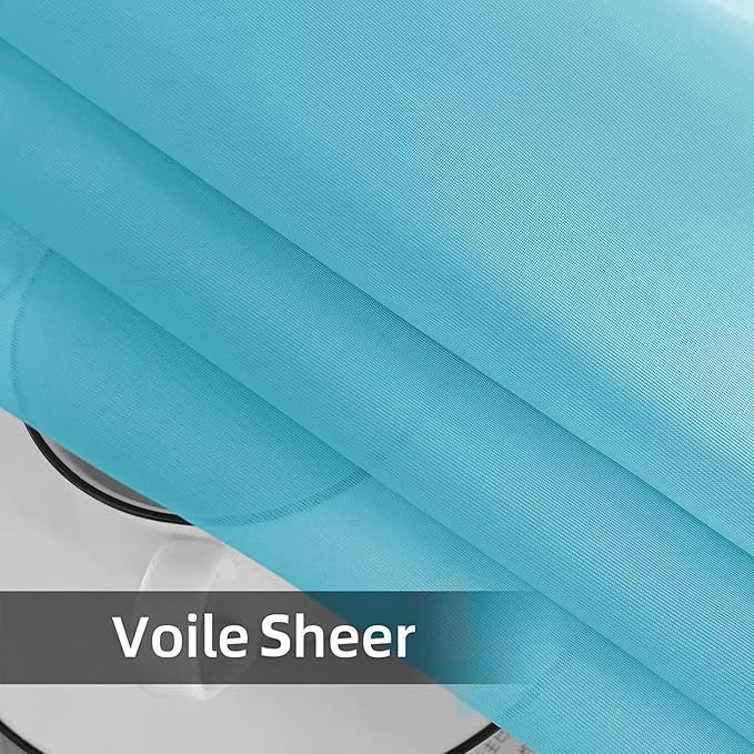 SpaceDresser Waterproof Outdoor Sheer Curtains for Patio - 2 Panels Rod Pocket Indoor Voile Sheer Curtain for Living Room,52W x 96L inch, Aqua