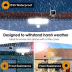 Energetic Solar Outdoor Lights, 1800LM 192 LED Security Motion Sensor Outdoor Lights with Remote Control, IP65 Waterproof Floodlight, 3 Head Motion Detected Spotlight for Garage, Pack of 2 (White)