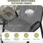 UDPATIO Patio Chairs Set of 4, Stackable Outdoor Dining Chairs with High Back, Textilene Fabric Breathable Outdoor Chair All Weather, 350LBS Capacity for Garden, Backyard (Dark Grey)