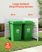 VEVOR 48" W x 48" H Vinyl Fence Panels, Air Conditioner Fence, Outdoor Privacy Screens for Trash Can, Pool Equipment Enclosure, Privacy Screen Kit Louvered Panels (2 Panels)
