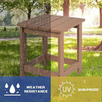 LZRS Adirondack Square Outdoor Side Table for Patio, Pool Composite Patio Table,HDPE End Tables for Backyard,Pool, Indoor Companion, Easy Maintenance & Weather Resistant(Teak)