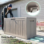 Deck Box, Grey Resin Waterproof UV-Resistant Outdoor Storage