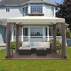Patio Gazebo Tent Outdoor Canopy Shelter 10'x10' with Removable Netting,100 Square Feet of Shade for Garden, Backyard Deck and Lawns (Beige)