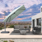 PURPLE LEAF Patio Umbrella 10' X 10' Rectangle Cantilever Umbrella Large Aluminum Outdoor Umbrellas with 360-degree Rotation & UPF40+ Premium Fabric for Deck Pool Garden Yard, Mint Green