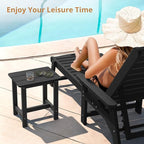 LUE BONA Outdoor Side Table Set of 2, HDPS Small Outdoor Table, Adirondack Side Table, Outside End Table for Patio, Porch, Deck, Pool, Weather Resistant/Easy Maintenance/Indoor or Outside Use, Black