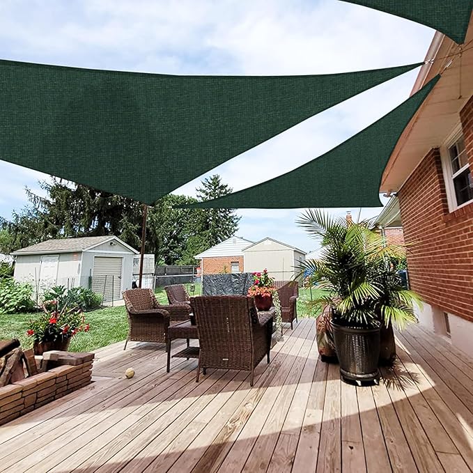 Patio Paradise 26' x 26' x 26' Sun Shade Sail Triangle Canopy Shade Cloth Fabric Sunlight Block Patio Pergola Cover HDPE Deck Awning for Outdoor Backyard Roof Shading, Green