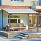 AECOJOY 12' x 8' Outdoor Hardtop Gazebo Pergola for Patio, Large 8x12 Galvanized Steel Heavy Duty Lean to Wall-Mounted Pergolas and Gazebos Clearance, Metal Patio Roof Awnings for Backyards, Decks