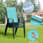 TLSUNNY Patio Dining Set 5 Pieces, All Weather Outdoor Furniture W/30"X 30" Table and 4 Stackable Textilene Chairs, Metal Table and Chairs for Lawn, Garden, Poolside, Backyard (Umbrella not Included)