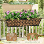 SPECILITE 30" Window Boxes Planters, Heavy Duty Metal Railing Planter Boxes, Adjustable Balcony Planters for Railing Hanging, with Coco Liner & Tool Set for Deck, Porch, and Patio Gardening (4 Pack)